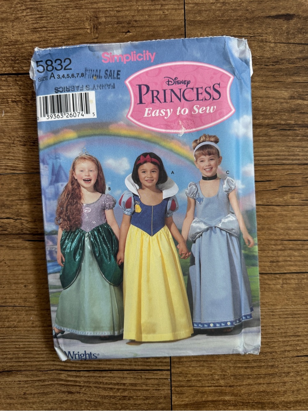 Vintage Simplicity Disney Princess Sewing Pattern Girls 3-8 New Uncut
